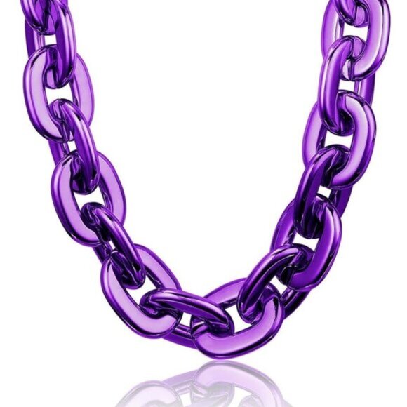 Jewelry - Purple Hip Hop Large Acrylic Thick Plastic Cuban Link Chain Necklace 32in 80cm